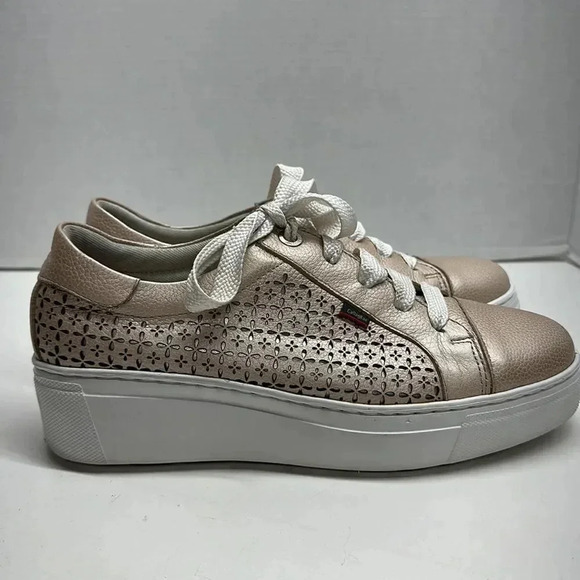 Callaghan Platform Sneakers Lace Up Shoes Laser Cut Floral Rose Gold Size 40 10 - Picture 5 of 10